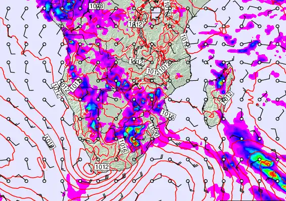 South Africa forecast chart for Friday, November 28th, 2025 at 12:00 AM