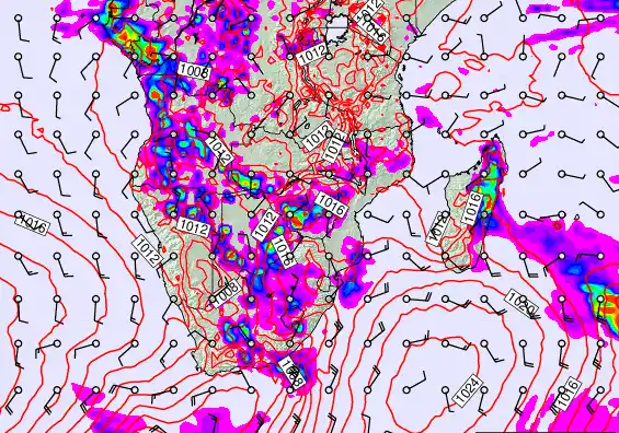 South Africa forecast chart for Friday, November 28th, 2025 at 6:00 PM
