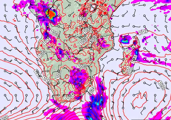 South Africa forecast chart for Saturday, November 29th, 2025 at 12:00 PM