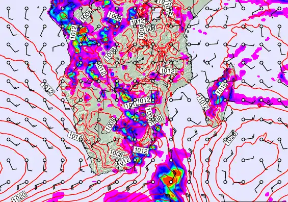 South Africa forecast chart for Saturday, November 29th, 2025 at 6:00 PM