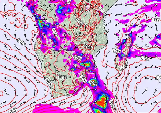 South Africa forecast chart for Sunday, November 30th, 2025 at 12:00 AM