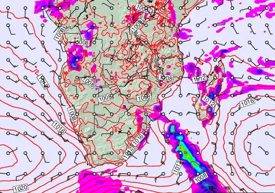 South Africa forecast chart for Sunday, November 30th, 2025 at 12:00 PM