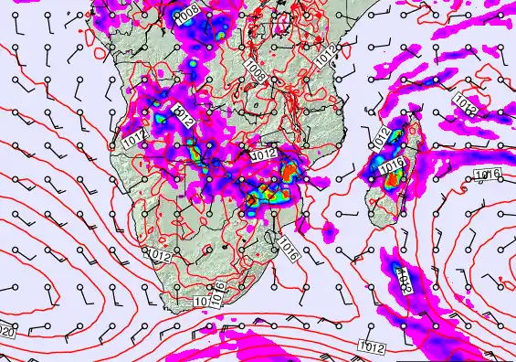 South Africa forecast chart for Monday, December 1st, 2025 at 12:00 AM