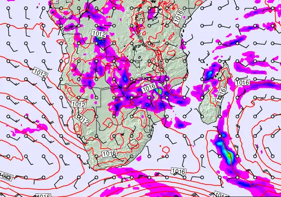 South Africa forecast chart for Monday, December 1st, 2025 at 6:00 AM