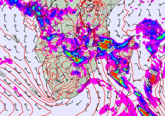 South Africa forecast chart for Wednesday, January 21st, 2026 at 12:00 AM