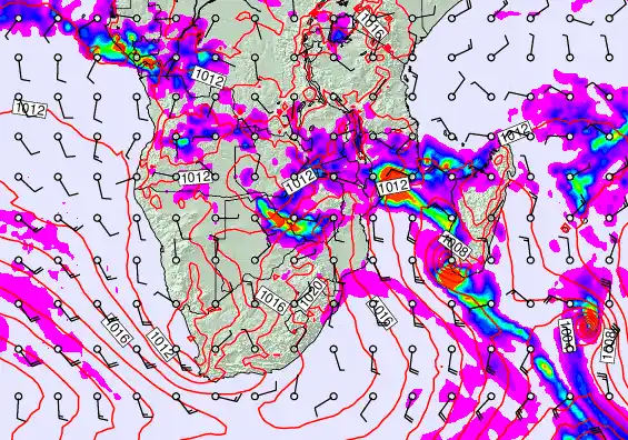 South Africa forecast chart for Wednesday, January 21st, 2026 at 6:00 AM