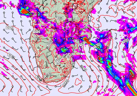 South Africa forecast chart for Wednesday, January 21st, 2026 at 12:00 PM