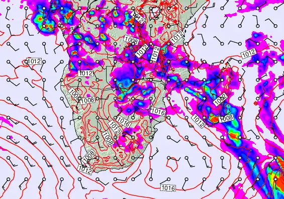 South Africa forecast chart for Wednesday, January 21st, 2026 at 6:00 PM