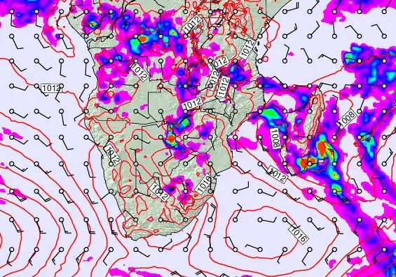 South Africa forecast chart for Thursday, January 22nd, 2026 at 12:00 AM