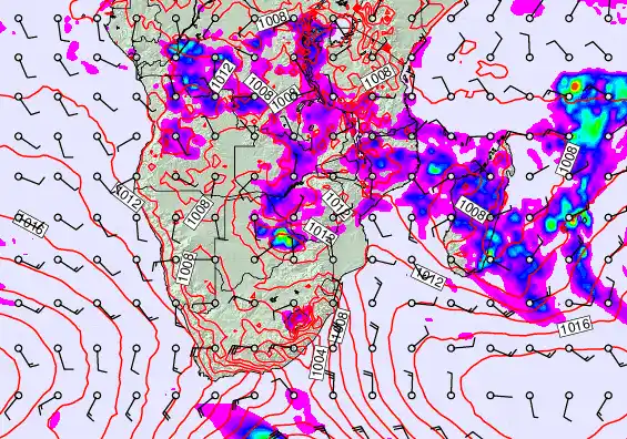 South Africa forecast chart for Thursday, January 22nd, 2026 at 12:00 PM