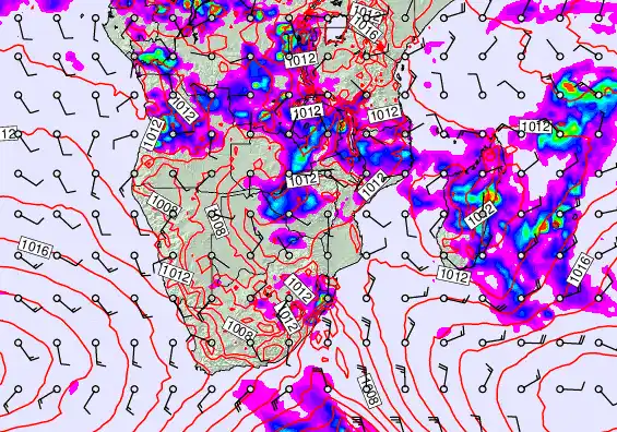 South Africa forecast chart for Thursday, January 22nd, 2026 at 6:00 PM