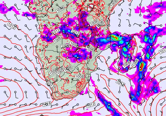 South Africa forecast chart for Friday, January 23rd, 2026 at 12:00 PM