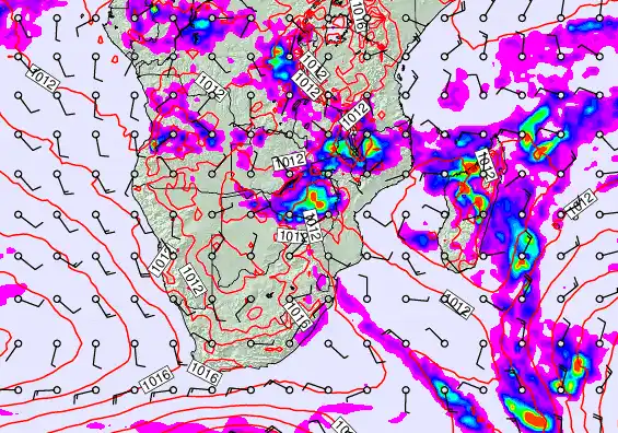 South Africa forecast chart for Saturday, January 24th, 2026 at 12:00 AM