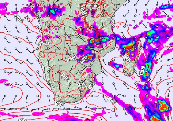 South Africa forecast chart for Saturday, January 24th, 2026 at 6:00 AM