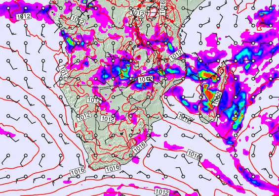 South Africa forecast chart for Sunday, January 25th, 2026 at 12:00 AM