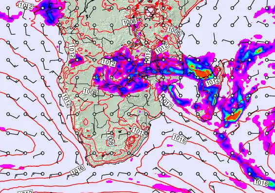 South Africa forecast chart for Sunday, January 25th, 2026 at 12:00 PM