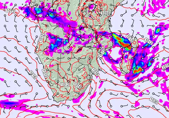 South Africa forecast chart for Monday, January 26th, 2026 at 6:00 AM