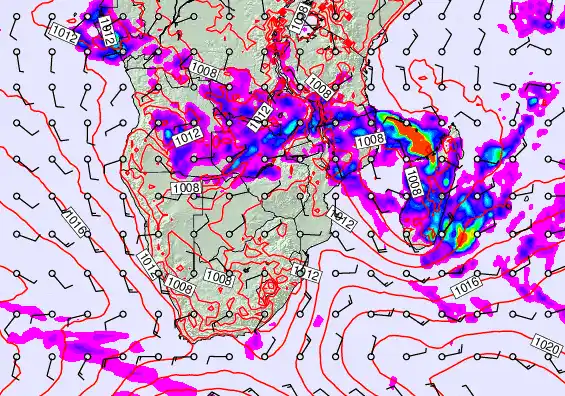 South Africa forecast chart for Monday, January 26th, 2026 at 12:00 PM