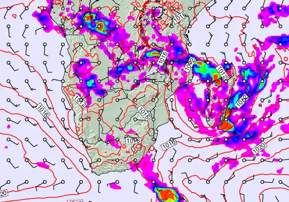 South Africa forecast chart for Tuesday, January 27th, 2026 at 6:00 AM