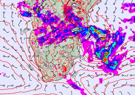 South Africa forecast chart for Tuesday, January 27th, 2026 at 12:00 PM