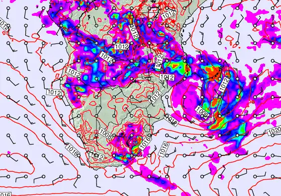 South Africa forecast chart for Tuesday, January 27th, 2026 at 6:00 PM