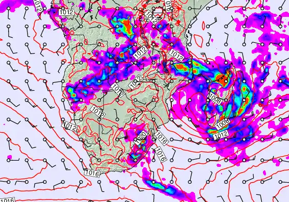 South Africa forecast chart for Wednesday, January 28th, 2026 at 12:00 AM