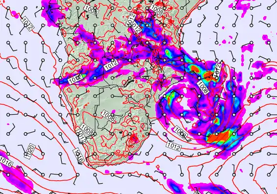 South Africa forecast chart for Thursday, January 29th, 2026 at 12:00 PM