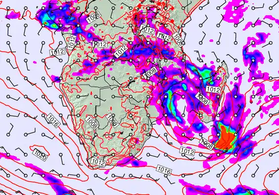 South Africa forecast chart for Friday, January 30th, 2026 at 12:00 PM