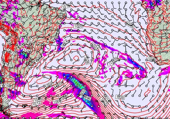 South Atlantic forecast chart for Thursday, September 18th, 2025 at 12:00 PM