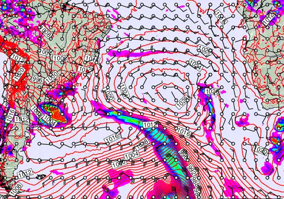 South Atlantic forecast chart for Sunday, September 21st, 2025 at 12:00 AM