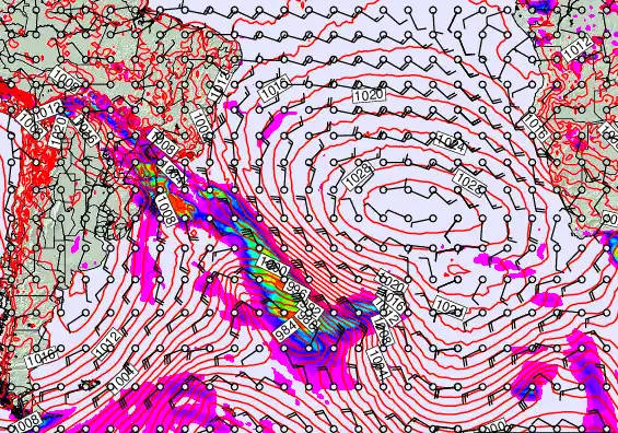South Atlantic forecast chart for Monday, September 22nd, 2025 at 6:00 PM