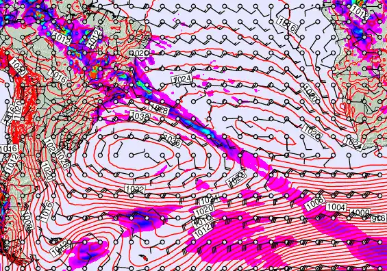 South Atlantic forecast chart for Thursday, September 25th, 2025 at 12:00 AM