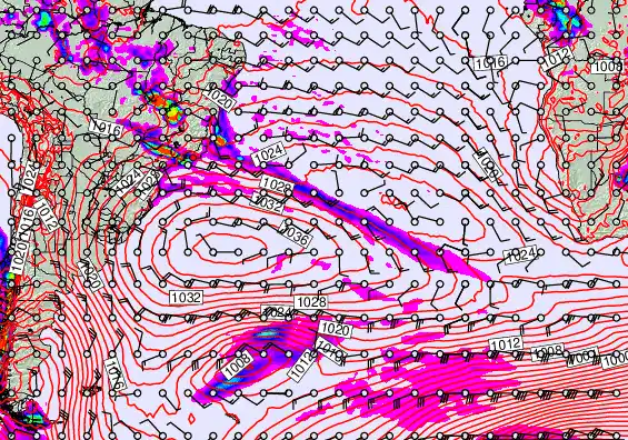 South Atlantic forecast chart for Thursday, September 25th, 2025 at 12:00 PM