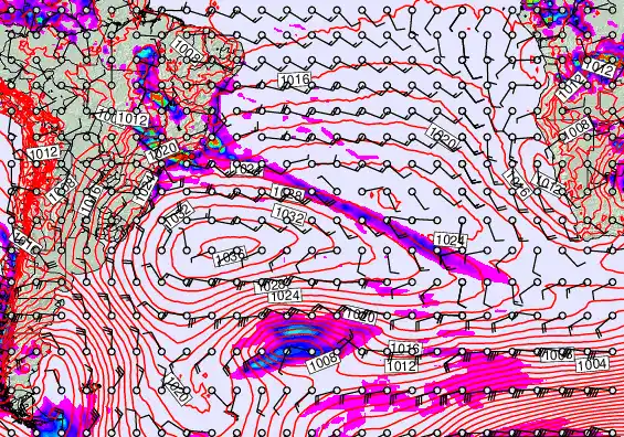 South Atlantic forecast chart for Thursday, September 25th, 2025 at 6:00 PM