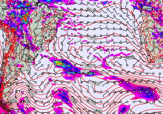 South Atlantic forecast chart for Wednesday, December 24th, 2025 at 12:00 PM