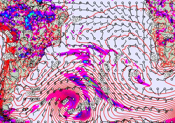South Atlantic forecast chart for Monday, December 29th, 2025 at 6:00 PM