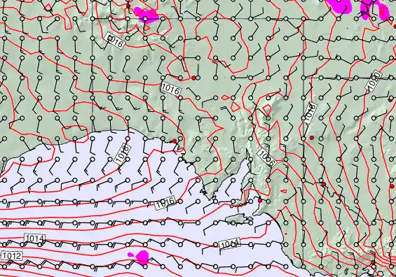 South Australia forecast chart for Thursday, September 18th, 2025 at 12:00 PM