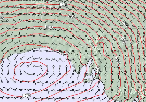 South Australia forecast chart for Tuesday, September 23rd, 2025 at 12:00 AM