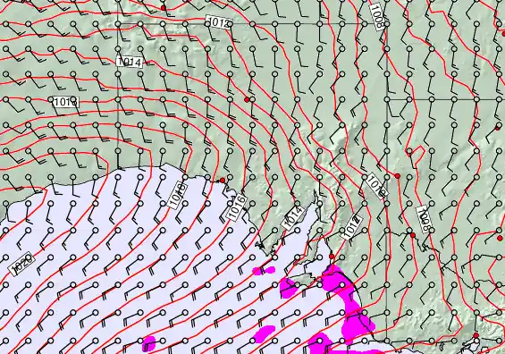 South Australia forecast chart for Saturday, November 29th, 2025 at 12:00 PM