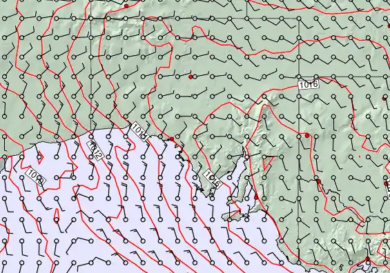 South Australia forecast chart for Tuesday, December 2nd, 2025 at 6:00 PM