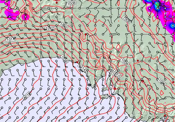 South Australia forecast chart for Friday, December 5th, 2025 at 12:00 PM