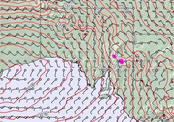 South Australia forecast chart for Saturday, December 6th, 2025 at 12:00 AM