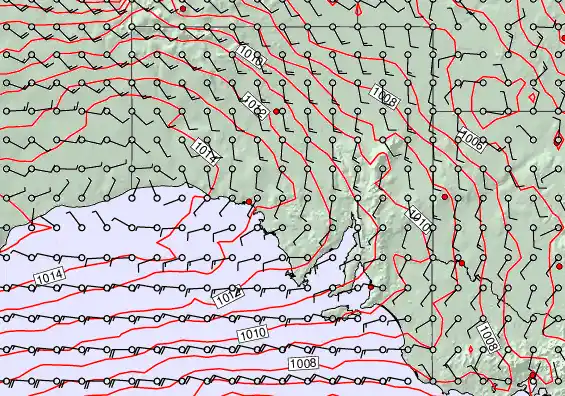 South Australia forecast chart for Saturday, December 6th, 2025 at 6:00 PM