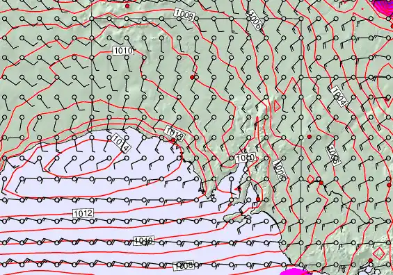South Australia forecast chart for Sunday, December 7th, 2025 at 6:00 AM