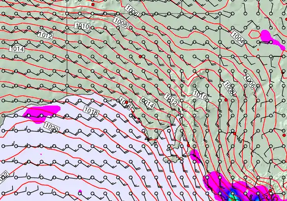 South Australia forecast chart for Thursday, January 15th, 2026 at 12:00 AM