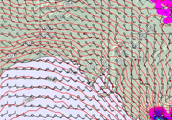 South Australia forecast chart for Thursday, January 15th, 2026 at 12:00 PM