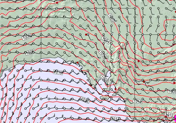 South Australia forecast chart for Friday, January 16th, 2026 at 6:00 PM