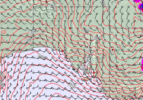 South Australia forecast chart for Wednesday, January 21st, 2026 at 12:00 PM