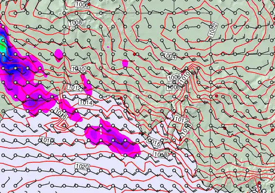 South Australia forecast chart for Wednesday, January 28th, 2026 at 6:00 PM