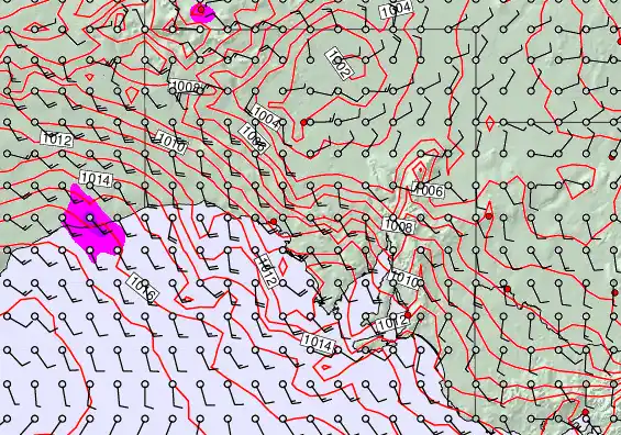 South Australia forecast chart for Friday, January 30th, 2026 at 12:00 PM